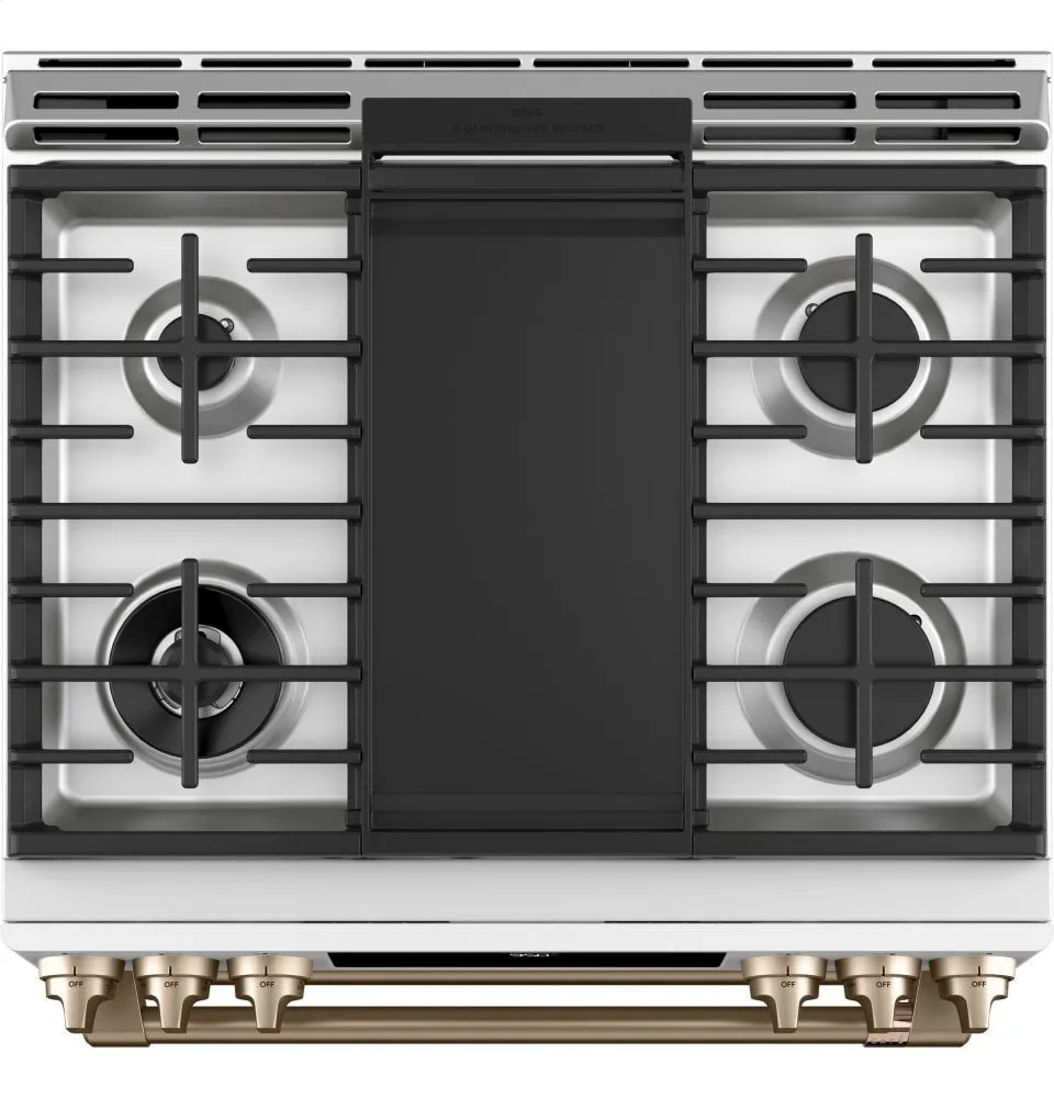 Cafe C2S950P4MW2 Caf 30" Smart Slide-In, Front-Control, Dual-Fuel, Double-Oven Range With Convection