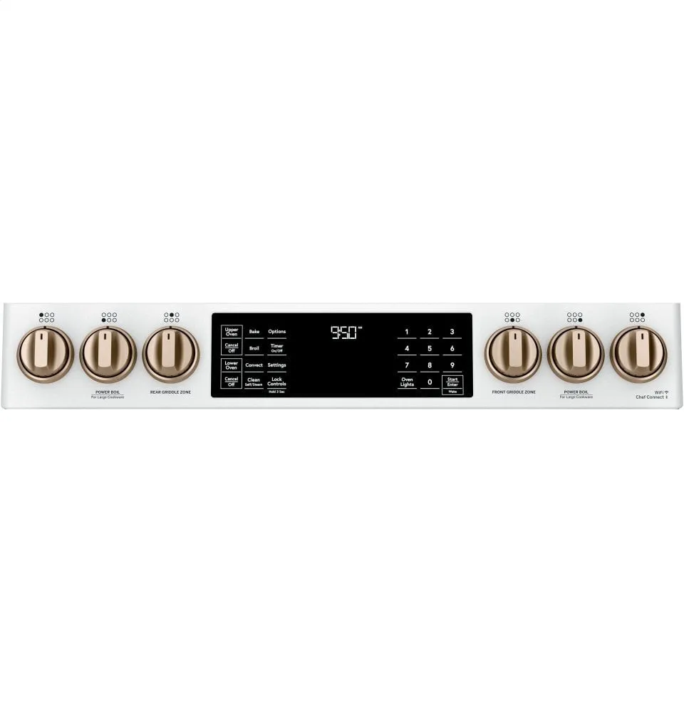 Cafe C2S950P4MW2 Caf 30" Smart Slide-In, Front-Control, Dual-Fuel, Double-Oven Range With Convection