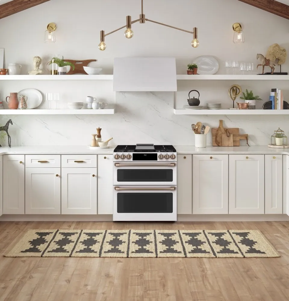 Cafe C2S950P4MW2 Caf 30" Smart Slide-In, Front-Control, Dual-Fuel, Double-Oven Range With Convection