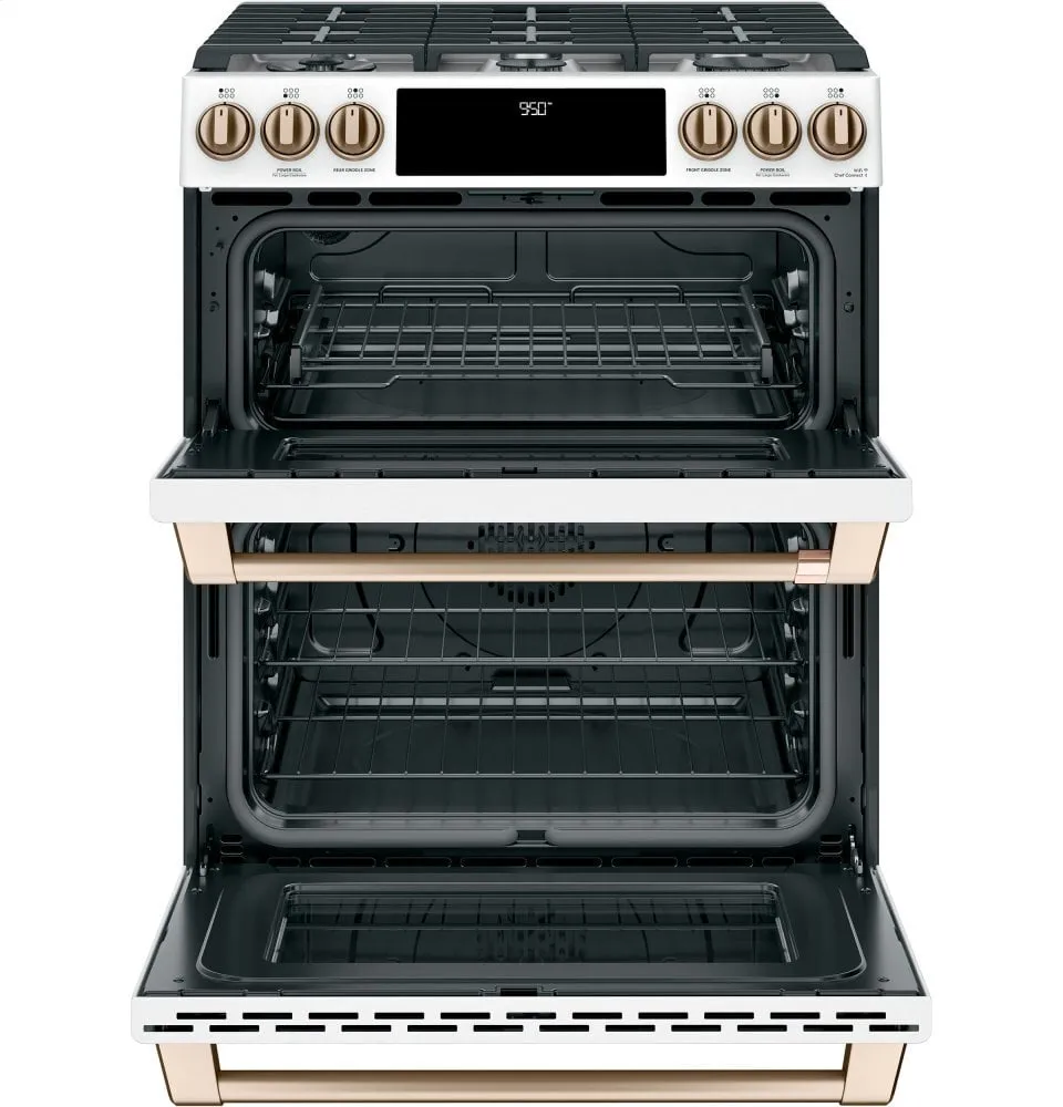 Cafe C2S950P4MW2 Caf 30" Smart Slide-In, Front-Control, Dual-Fuel, Double-Oven Range With Convection