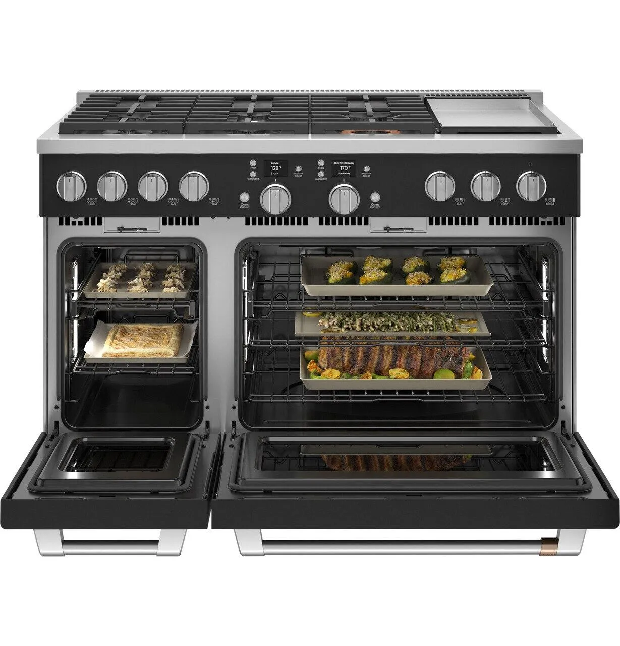 Cafe C2Y486P3TD1 Caf&#8482; 48" Smart Dual-Fuel Commercial-Style Range With 6 Burners And Griddle (Natural Gas)