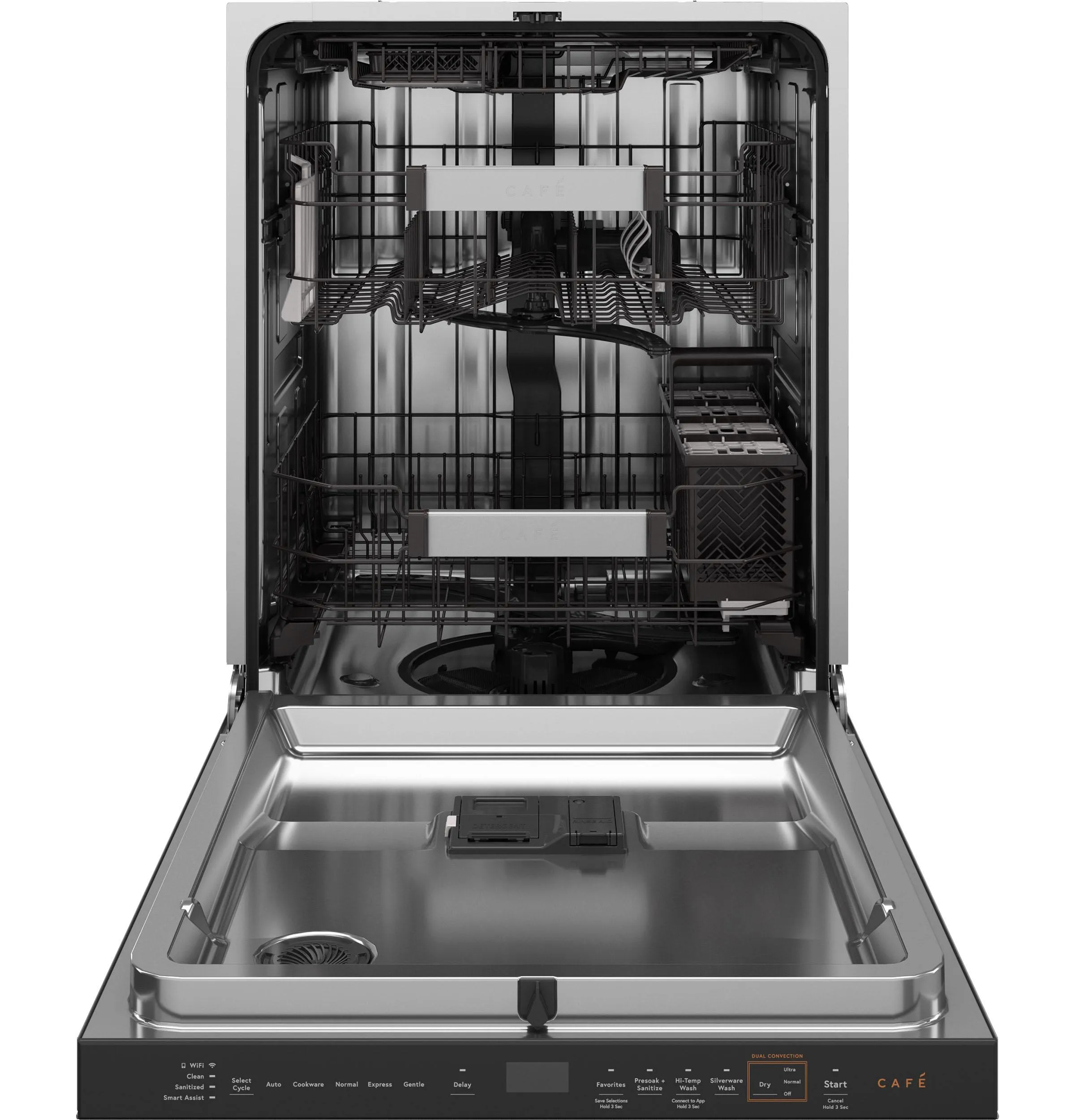 Cafe CDP888M5VS5 Caf&#8482; Customfit Energy Star Stainless Interior Smart Dishwasher With Ultra Wash Top Rack And Dual Convection Ultra Dry, Led Lights, 39 Dba In Platinum Glass
