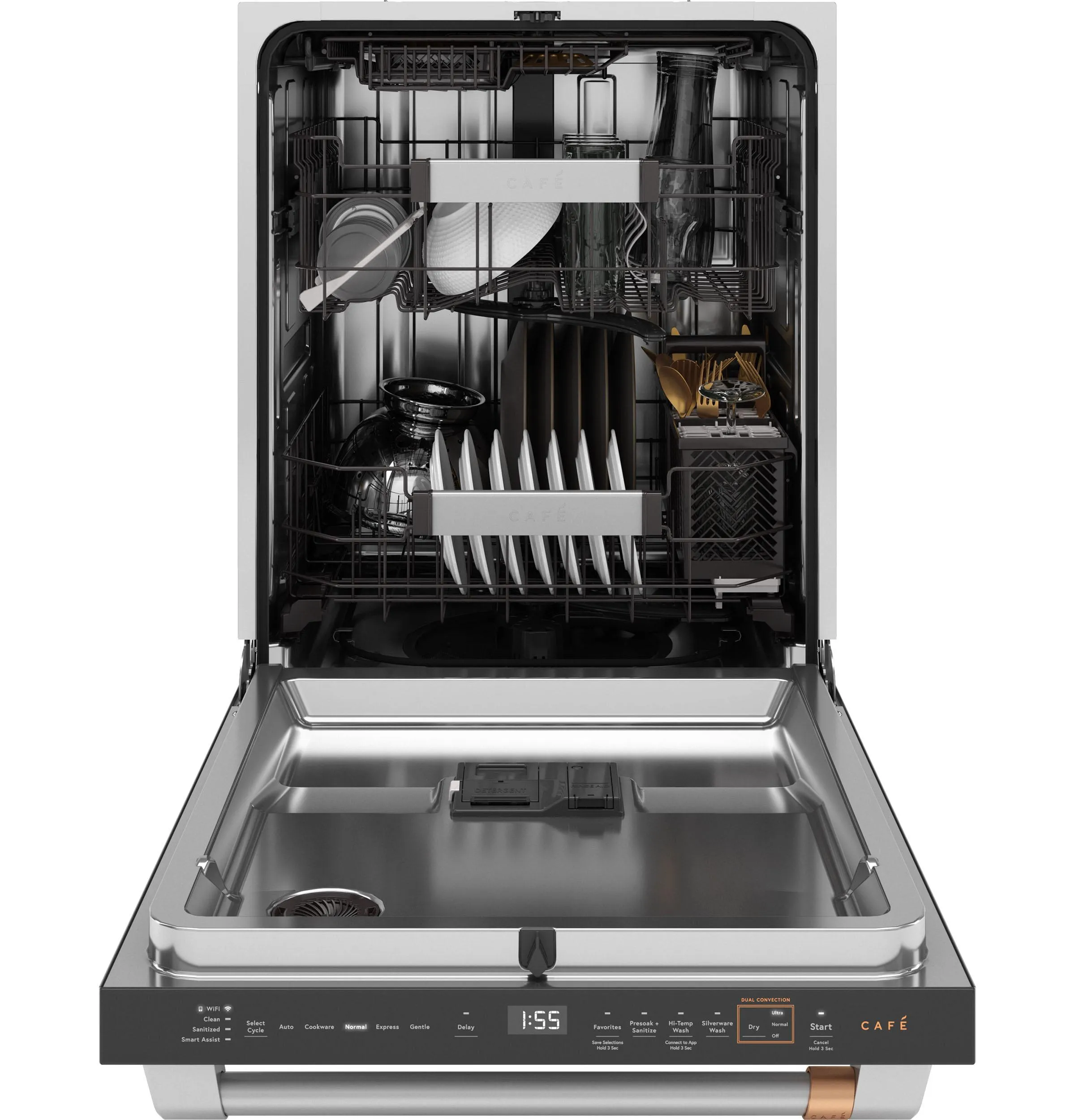 Cafe CDT858P2VS1 Caf&#8482; Customfit Energy Star Stainless Interior Smart Dishwasher With Ultra Wash Top Rack And Dual Convection Ultra Dry, 44 Dba