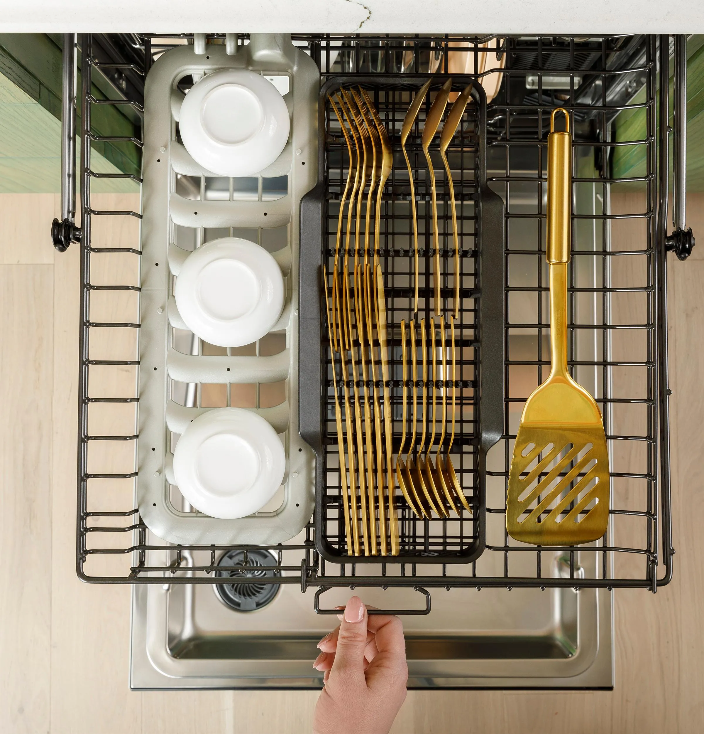 Cafe CDT858P2VS1 Caf&#8482; Customfit Energy Star Stainless Interior Smart Dishwasher With Ultra Wash Top Rack And Dual Convection Ultra Dry, 44 Dba