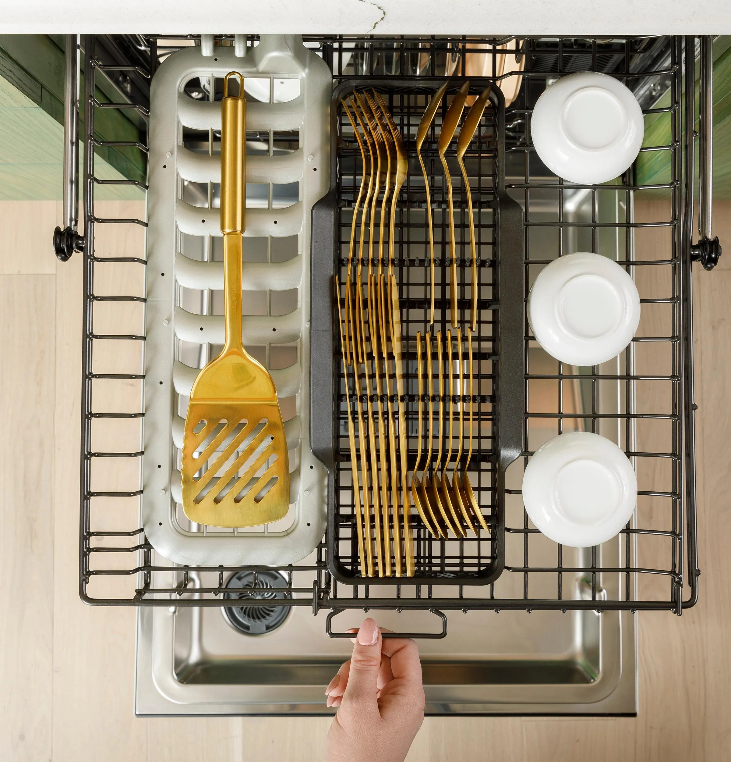 Cafe CDT858P2VS1 Caf&#8482; Customfit Energy Star Stainless Interior Smart Dishwasher With Ultra Wash Top Rack And Dual Convection Ultra Dry, 44 Dba