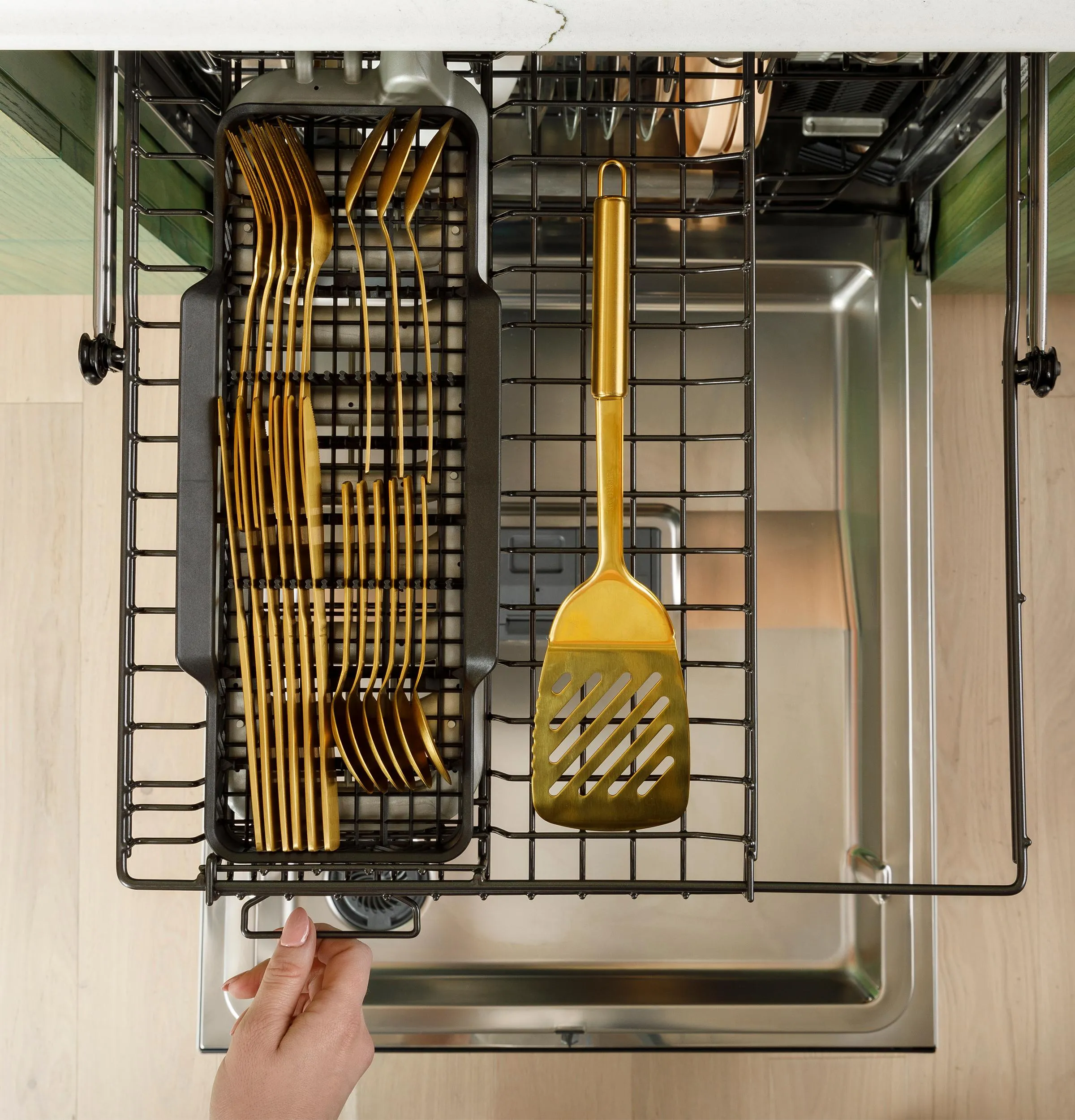 Cafe CDT858P3VD1 Caf&#8482; Customfit Energy Star Stainless Interior Smart Dishwasher With Ultra Wash Top Rack And Dual Convection Ultra Dry, 44 Dba