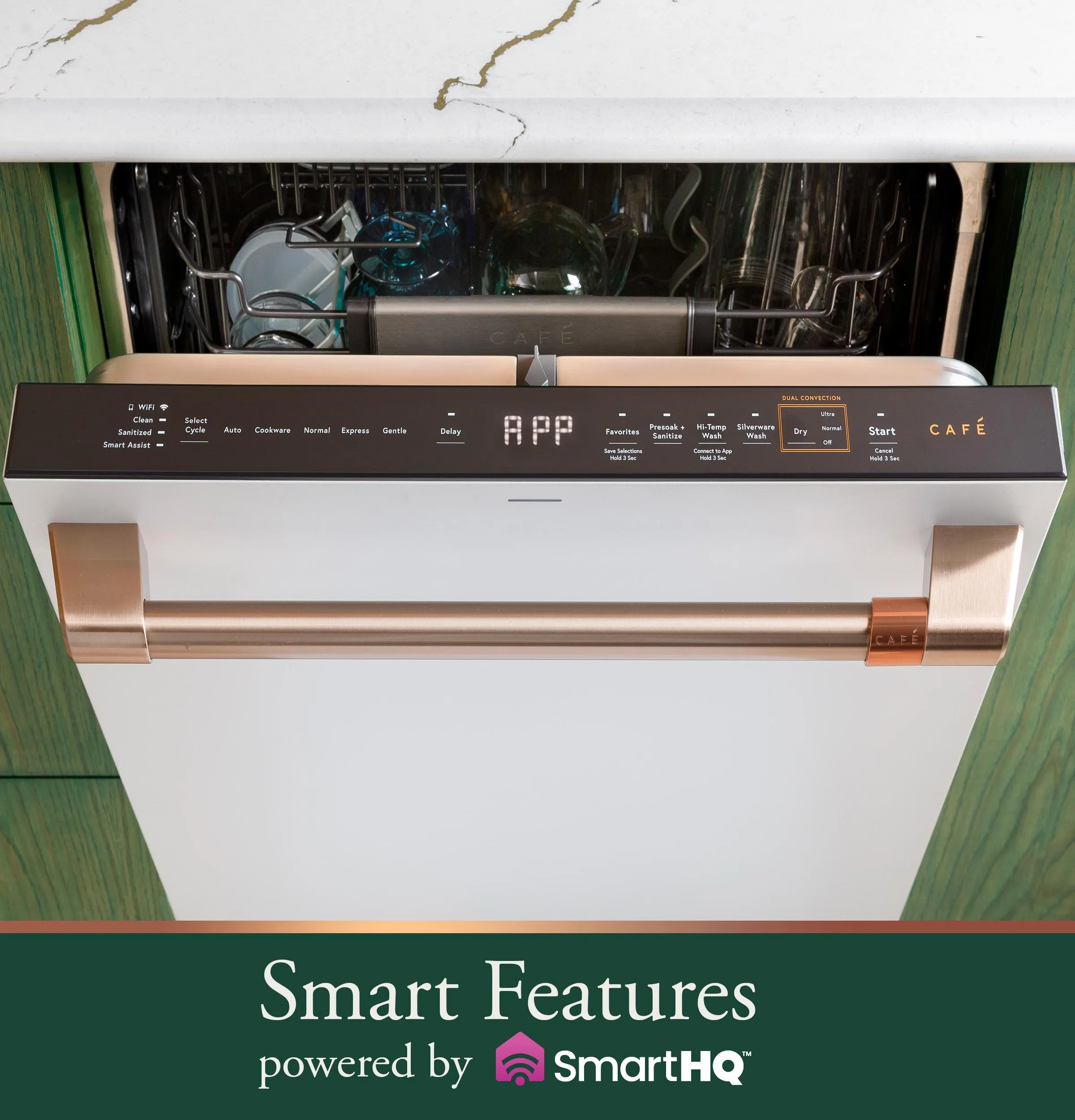 Cafe CDT858P4VW2 Caf&#8482; Customfit Energy Star Stainless Interior Smart Dishwasher With Ultra Wash Top Rack And Dual Convection Ultra Dry, 44 Dba