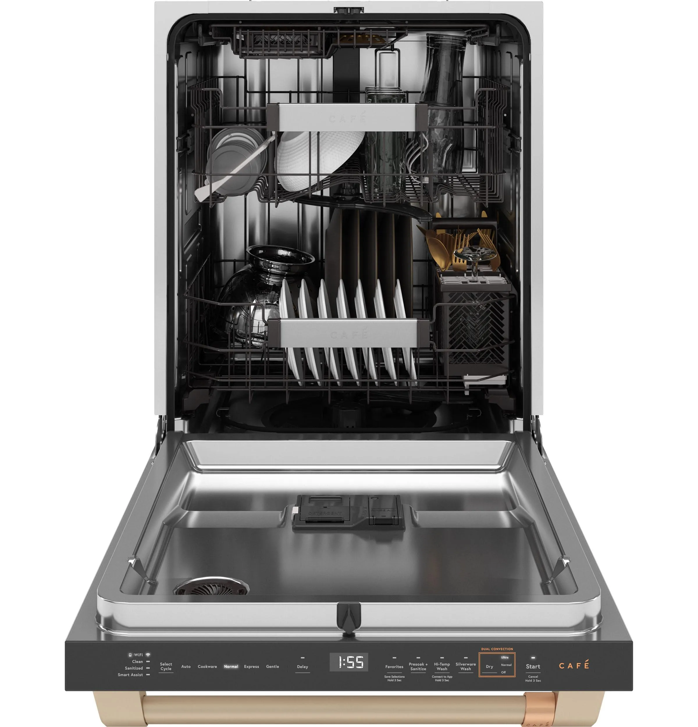 Cafe CDT858P4VW2 Caf&#8482; Customfit Energy Star Stainless Interior Smart Dishwasher With Ultra Wash Top Rack And Dual Convection Ultra Dry, 44 Dba