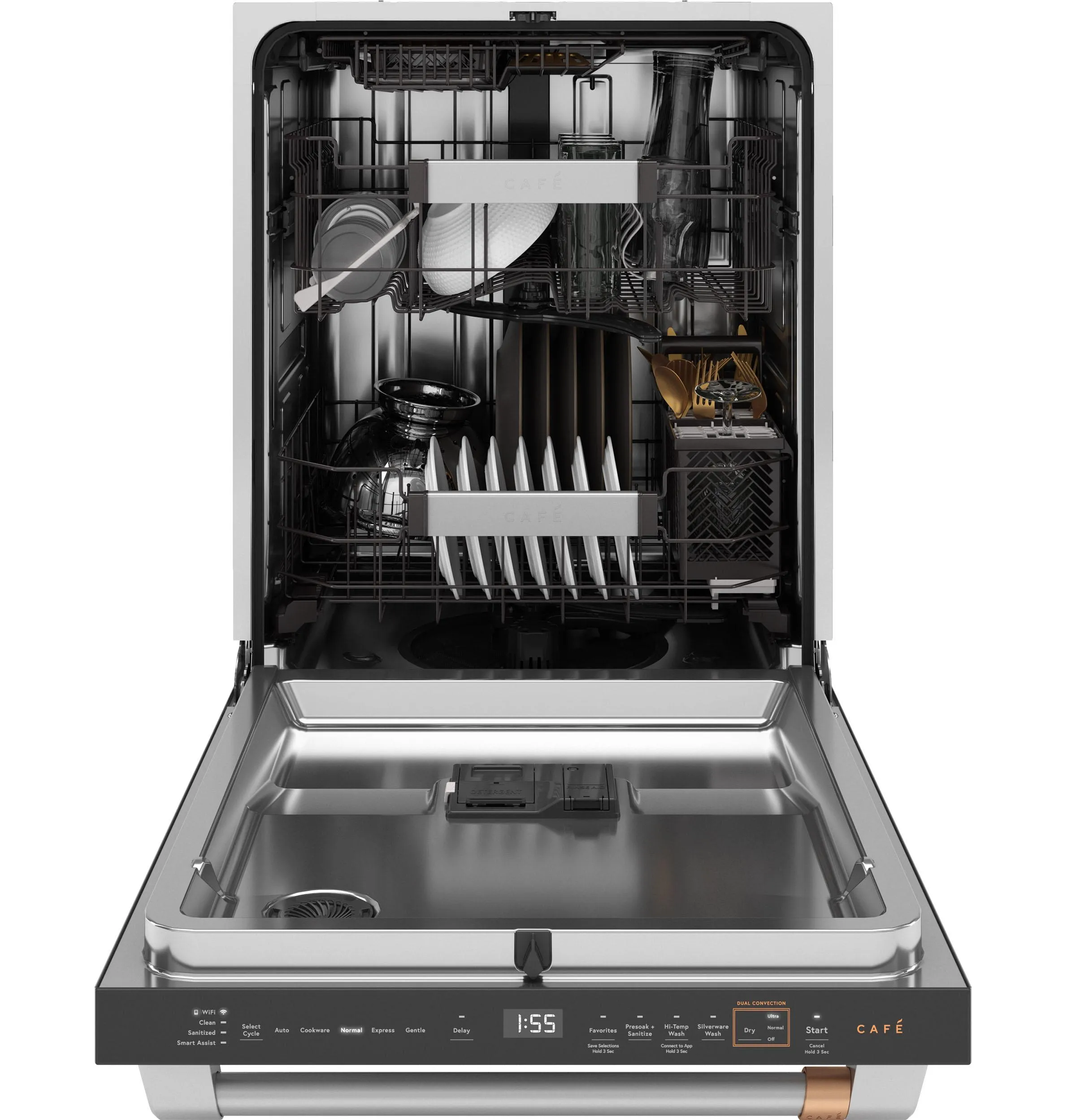 Cafe CDT888P2VS1 Caf&#8482; Customfit Energy Star Stainless Interior Smart Dishwasher With Ultra Wash Top Rack And Dual Convection Ultra Dry, Led Lights, 39 Dba