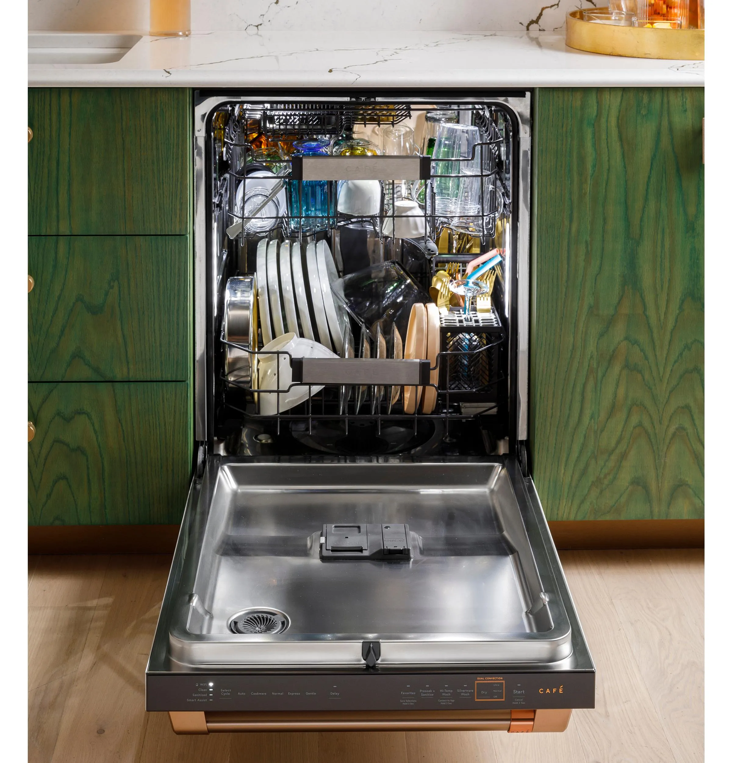 Cafe CDT888P2VS1 Caf&#8482; Customfit Energy Star Stainless Interior Smart Dishwasher With Ultra Wash Top Rack And Dual Convection Ultra Dry, Led Lights, 39 Dba