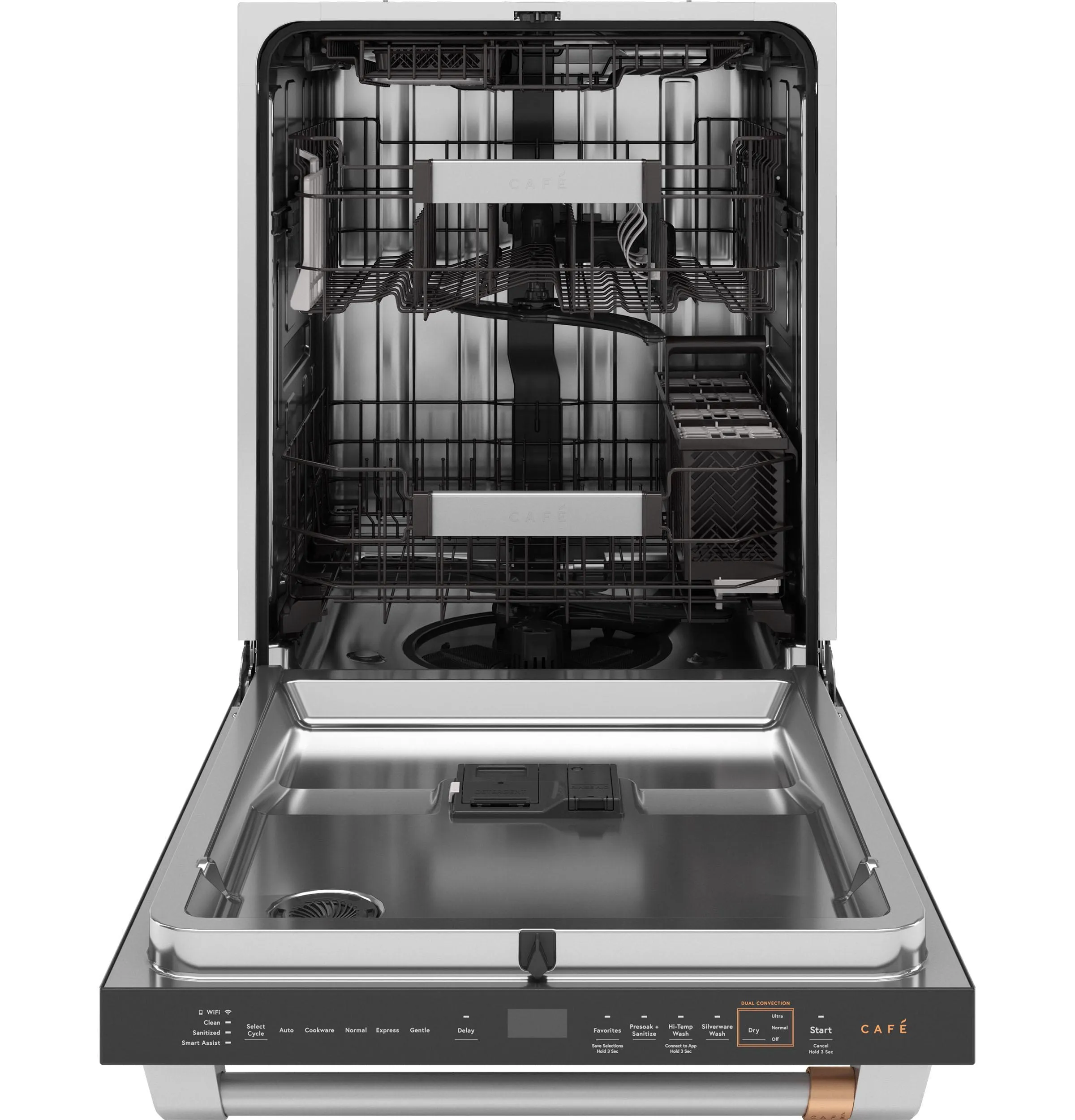Cafe CDT888P2VS1 Caf&#8482; Customfit Energy Star Stainless Interior Smart Dishwasher With Ultra Wash Top Rack And Dual Convection Ultra Dry, Led Lights, 39 Dba