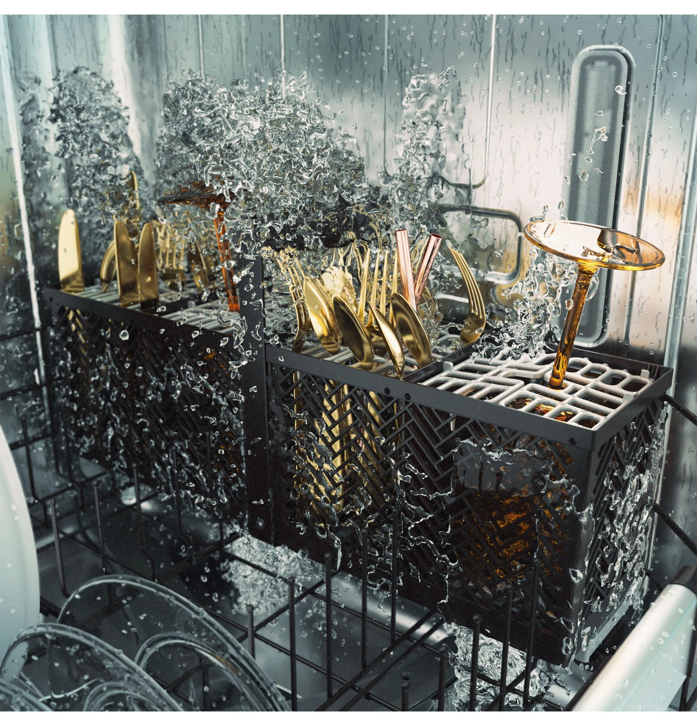 Cafe CDT888P3VD1 Caf&#8482; Customfit Energy Star Stainless Interior Smart Dishwasher With Ultra Wash Top Rack And Dual Convection Ultra Dry, Led Lights, 39 Dba