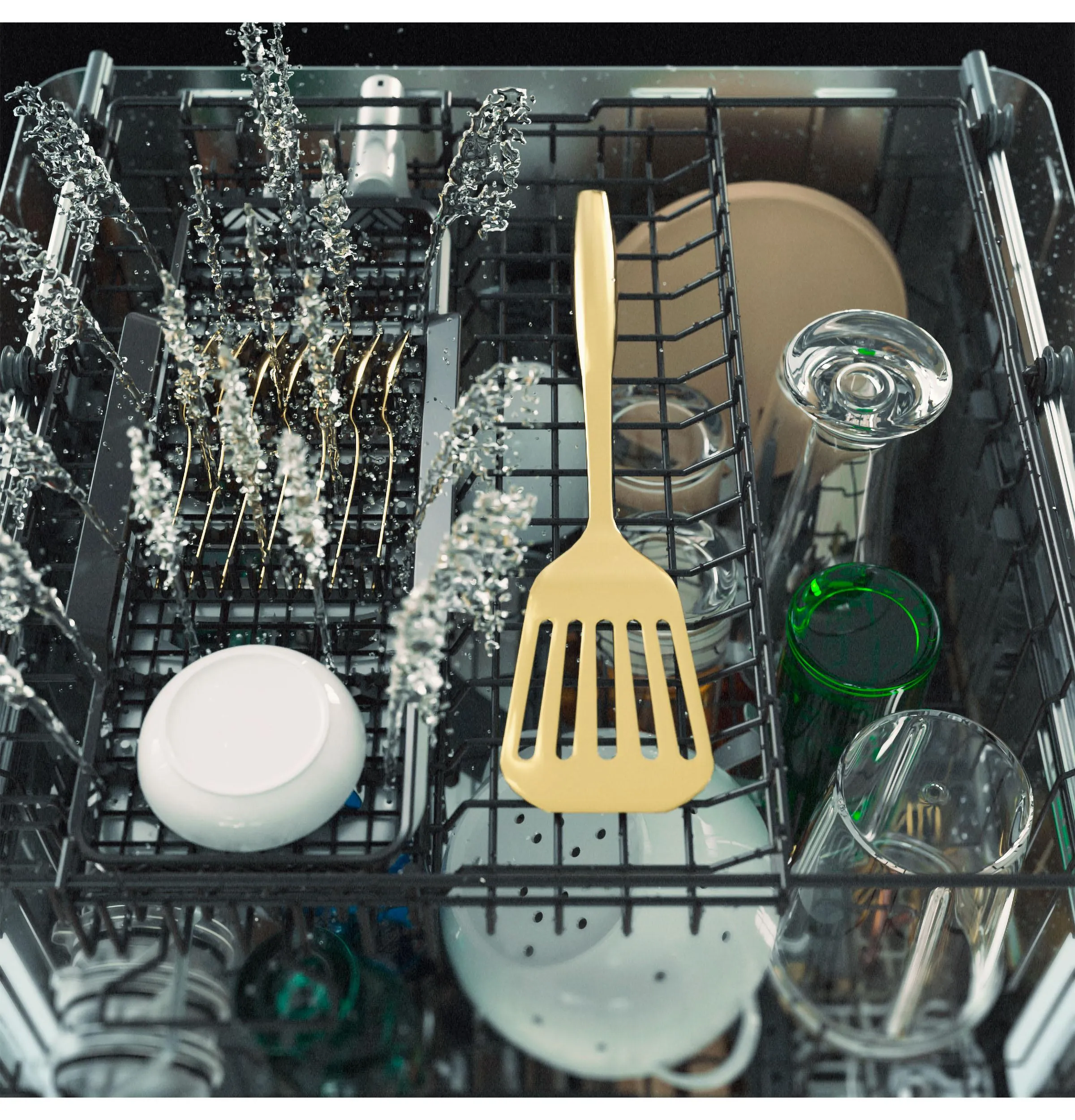 Cafe CDT888P3VD1 Caf&#8482; Customfit Energy Star Stainless Interior Smart Dishwasher With Ultra Wash Top Rack And Dual Convection Ultra Dry, Led Lights, 39 Dba