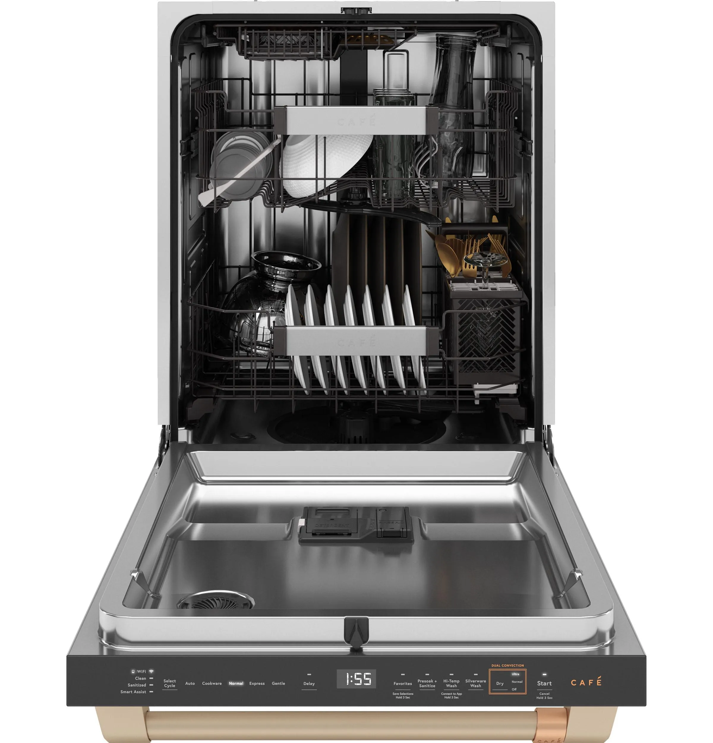 Cafe CDT888P4VW2 Caf&#8482; Customfit Energy Star Stainless Interior Smart Dishwasher With Ultra Wash Top Rack And Dual Convection Ultra Dry, Led Lights, 39 Dba