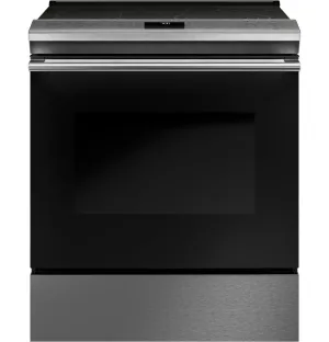 Cafe CES700M2NS5 Caf 30" Smart Slide-In, Front-Control, Radiant And Convection Range In Platinum Glass