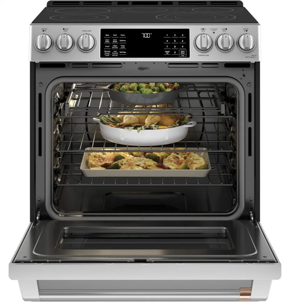 Cafe CES700P2MS1 Caf 30" Smart Slide-In, Front-Control, Radiant And Convection Range
