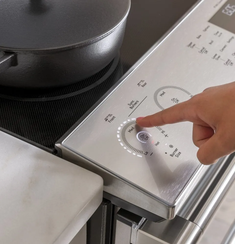 Cafe CES750M2NS5 Caf 30" Smart Slide-In, Front-Control, Radiant And Convection Double-Oven Range In Black