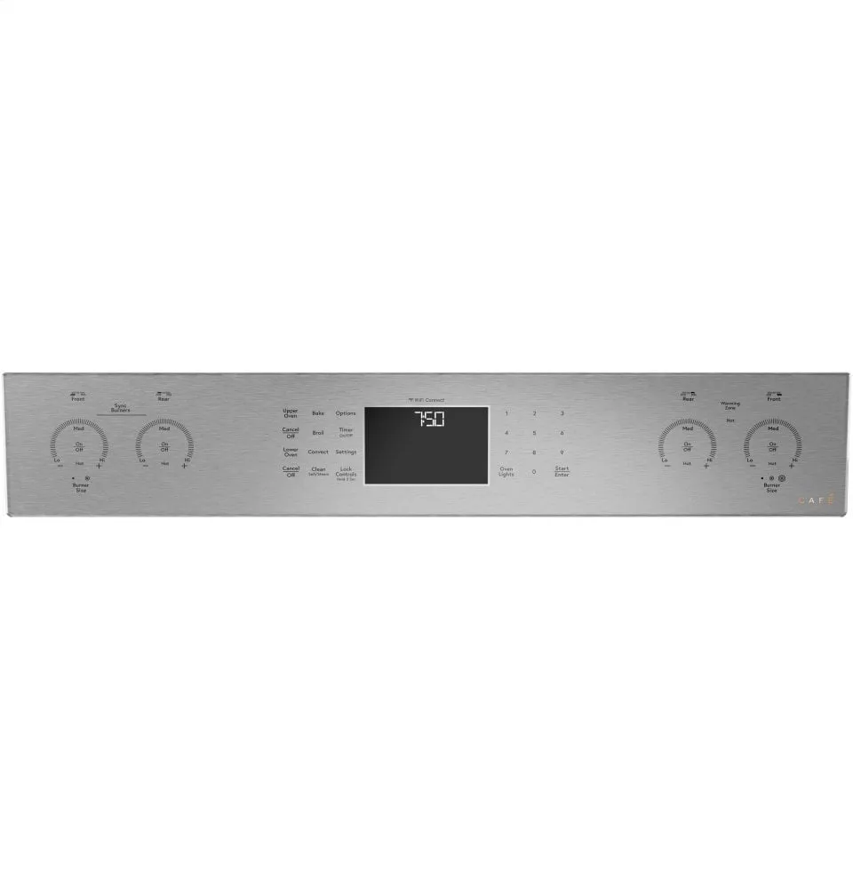 Cafe CES750M2NS5 Caf 30" Smart Slide-In, Front-Control, Radiant And Convection Double-Oven Range In Black
