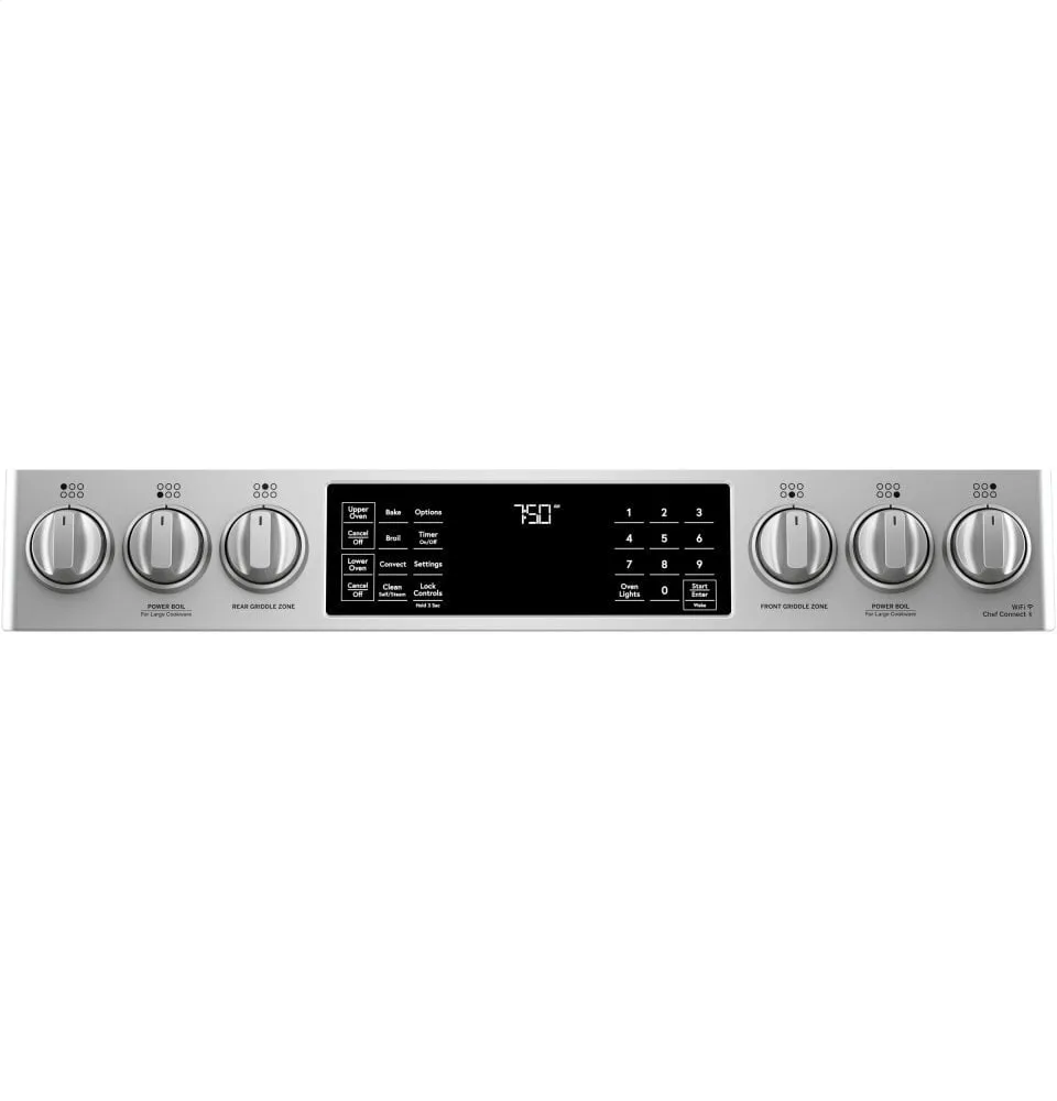 Cafe CGS750P2MS1 Caf 30" Smart Slide-In, Front-Control, Gas Double-Oven Range With Convection