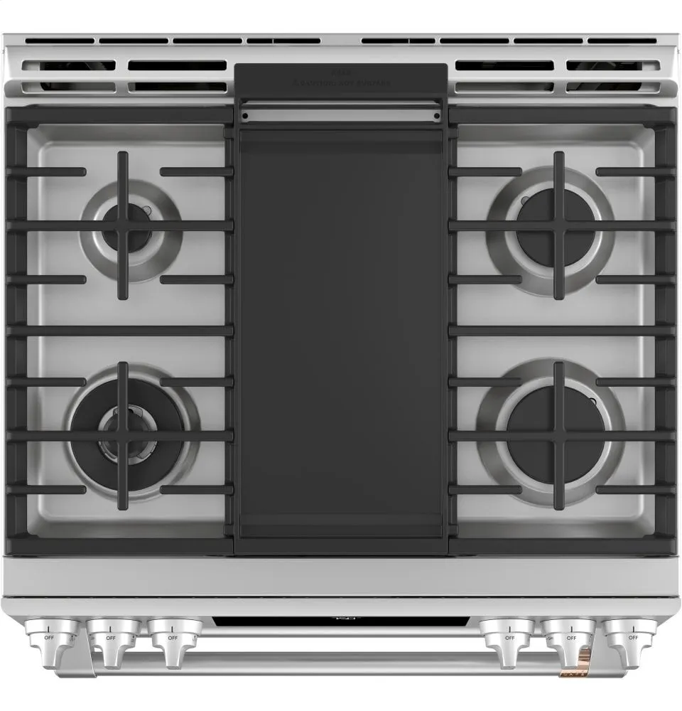 Cafe CGS750P2MS1 Caf 30" Smart Slide-In, Front-Control, Gas Double-Oven Range With Convection