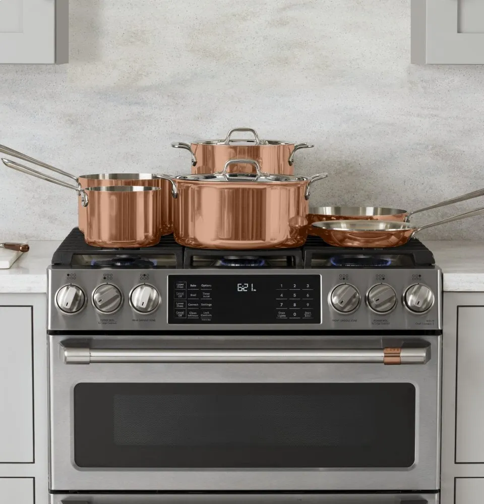 Cafe CGS750P2MS1 Caf 30" Smart Slide-In, Front-Control, Gas Double-Oven Range With Convection