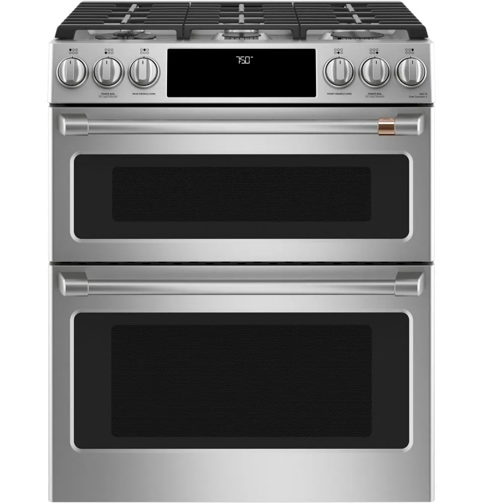 Cafe CGS750P2MS1 Caf 30" Smart Slide-In, Front-Control, Gas Double-Oven Range With Convection