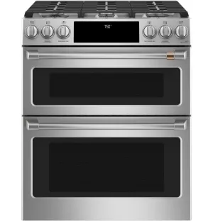 Cafe CGS750P2MS1 Caf 30" Smart Slide-In, Front-Control, Gas Double-Oven Range With Convection