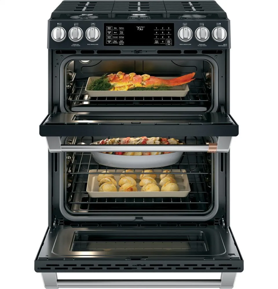 Cafe CGS750P3MD1 Caf 30" Smart Slide-In, Front-Control, Gas Double-Oven Range With Convection