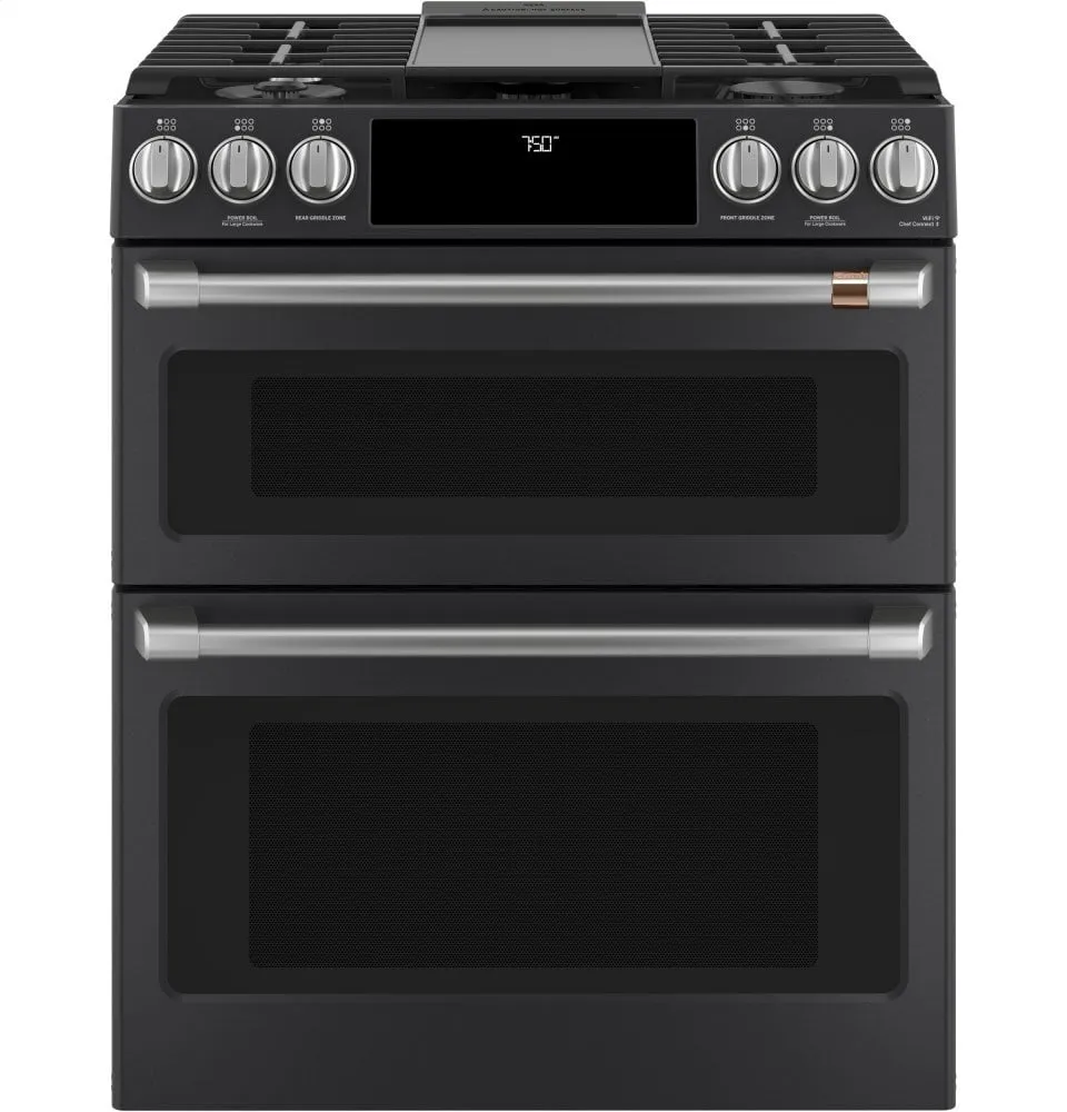 Cafe CGS750P3MD1 Caf 30" Smart Slide-In, Front-Control, Gas Double-Oven Range With Convection