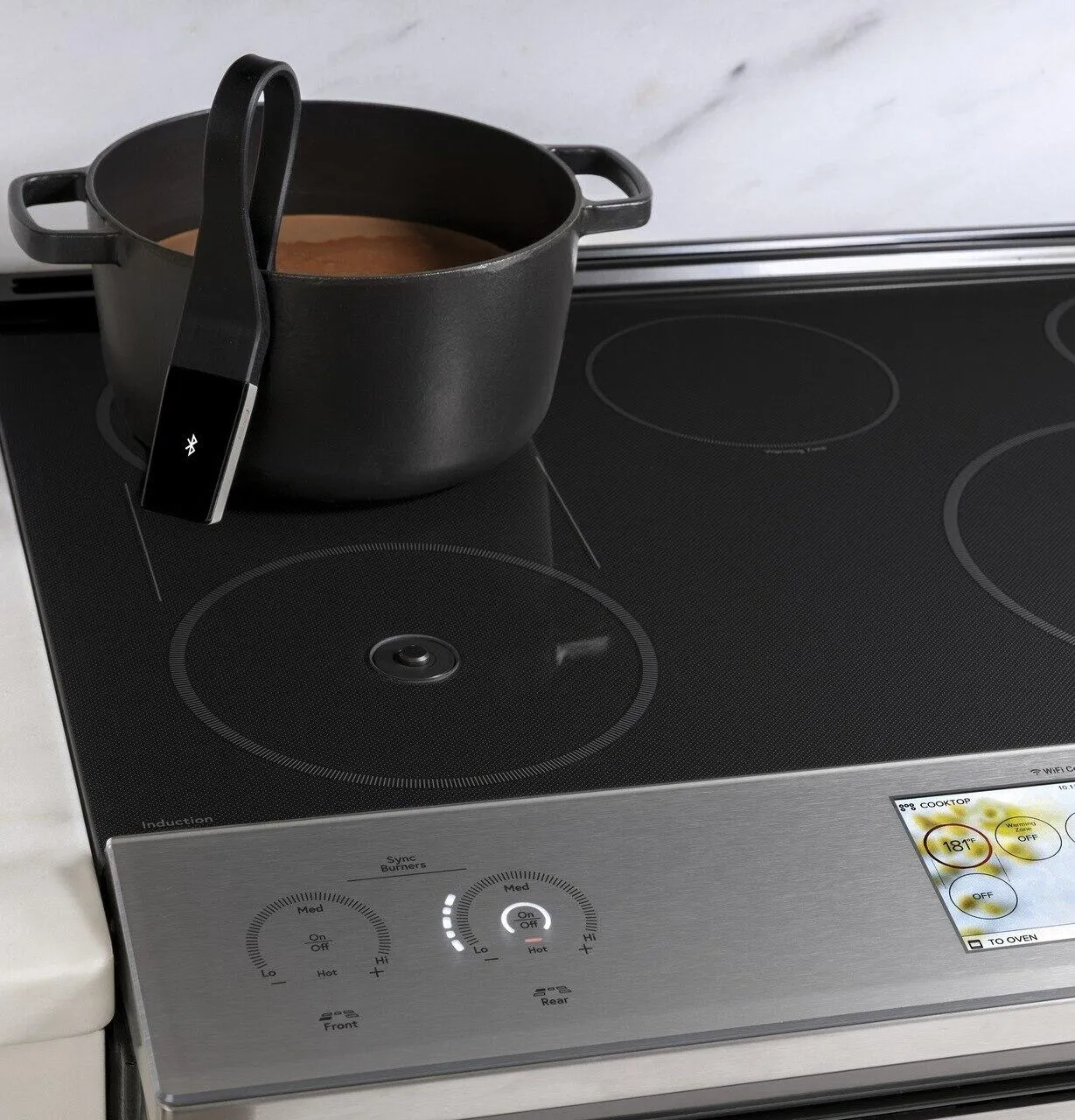 Cafe CHS90XM2NS5 Caf 30" Smart Slide-In, Front-Control, Induction And Convection Range With In-Oven Camera In Platinum Glass