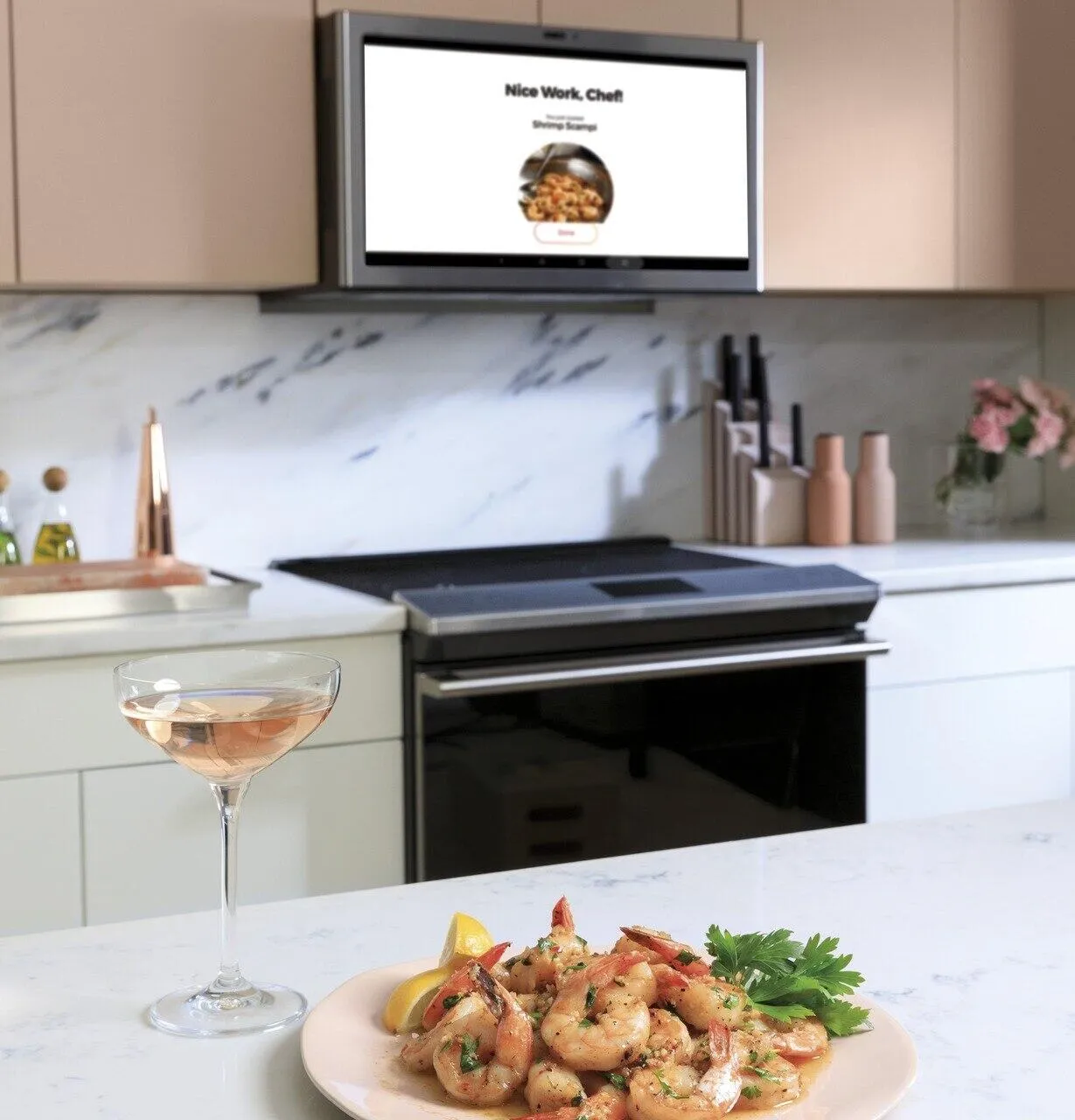 Cafe CHS90XM2NS5 Caf 30" Smart Slide-In, Front-Control, Induction And Convection Range With In-Oven Camera In Platinum Glass