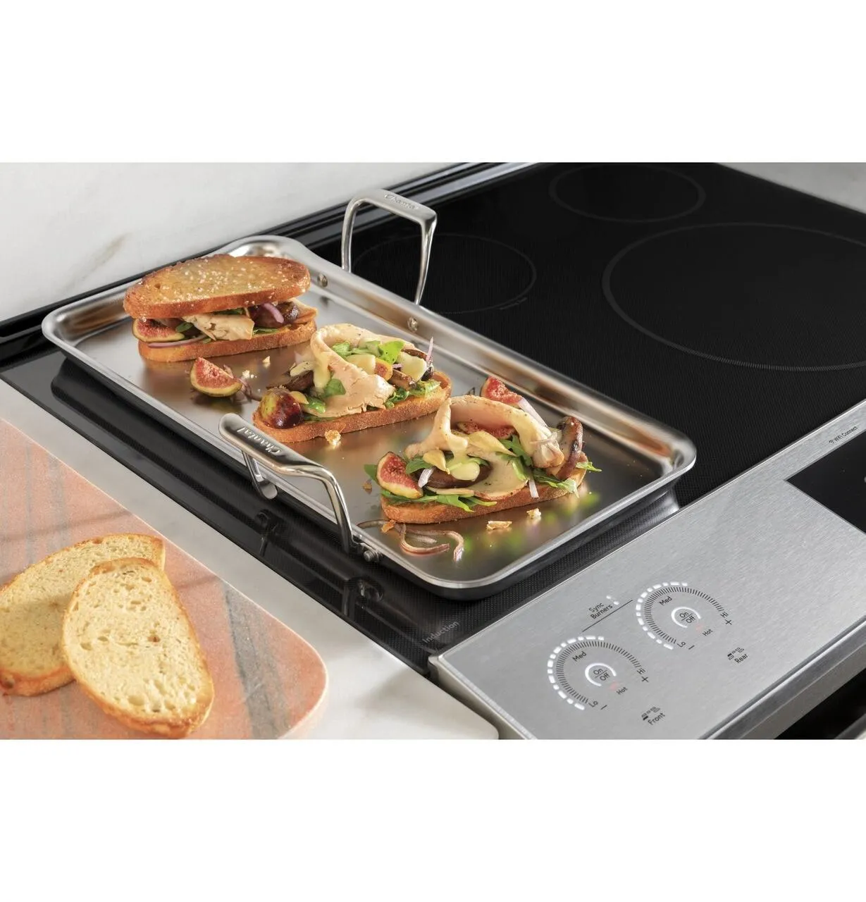 Cafe CHS90XM2NS5 Caf 30" Smart Slide-In, Front-Control, Induction And Convection Range With In-Oven Camera In Platinum Glass