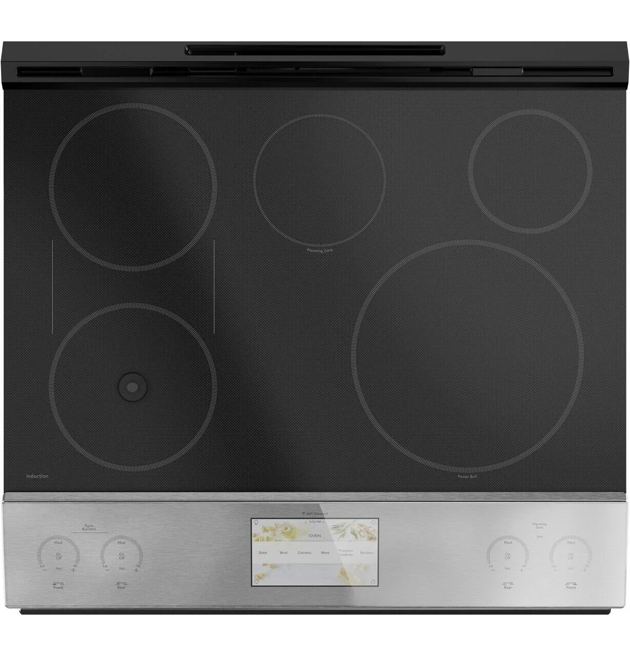 Cafe CHS90XM2NS5 Caf 30" Smart Slide-In, Front-Control, Induction And Convection Range With In-Oven Camera In Platinum Glass