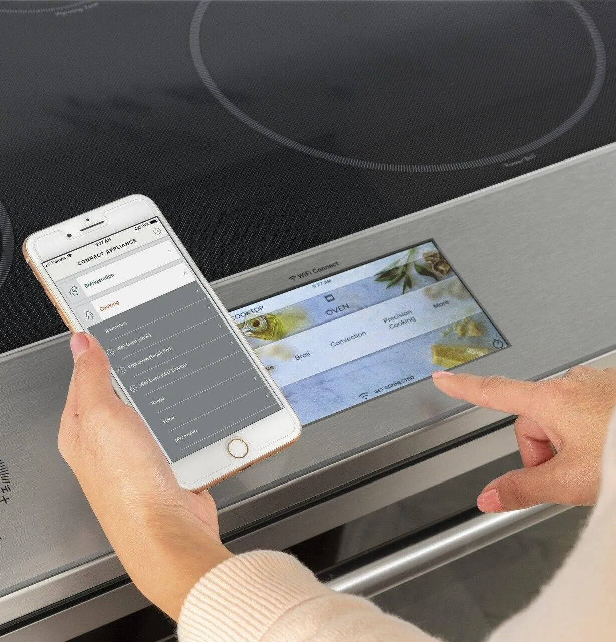 Cafe CHS90XM2NS5 Caf 30" Smart Slide-In, Front-Control, Induction And Convection Range With In-Oven Camera In Platinum Glass