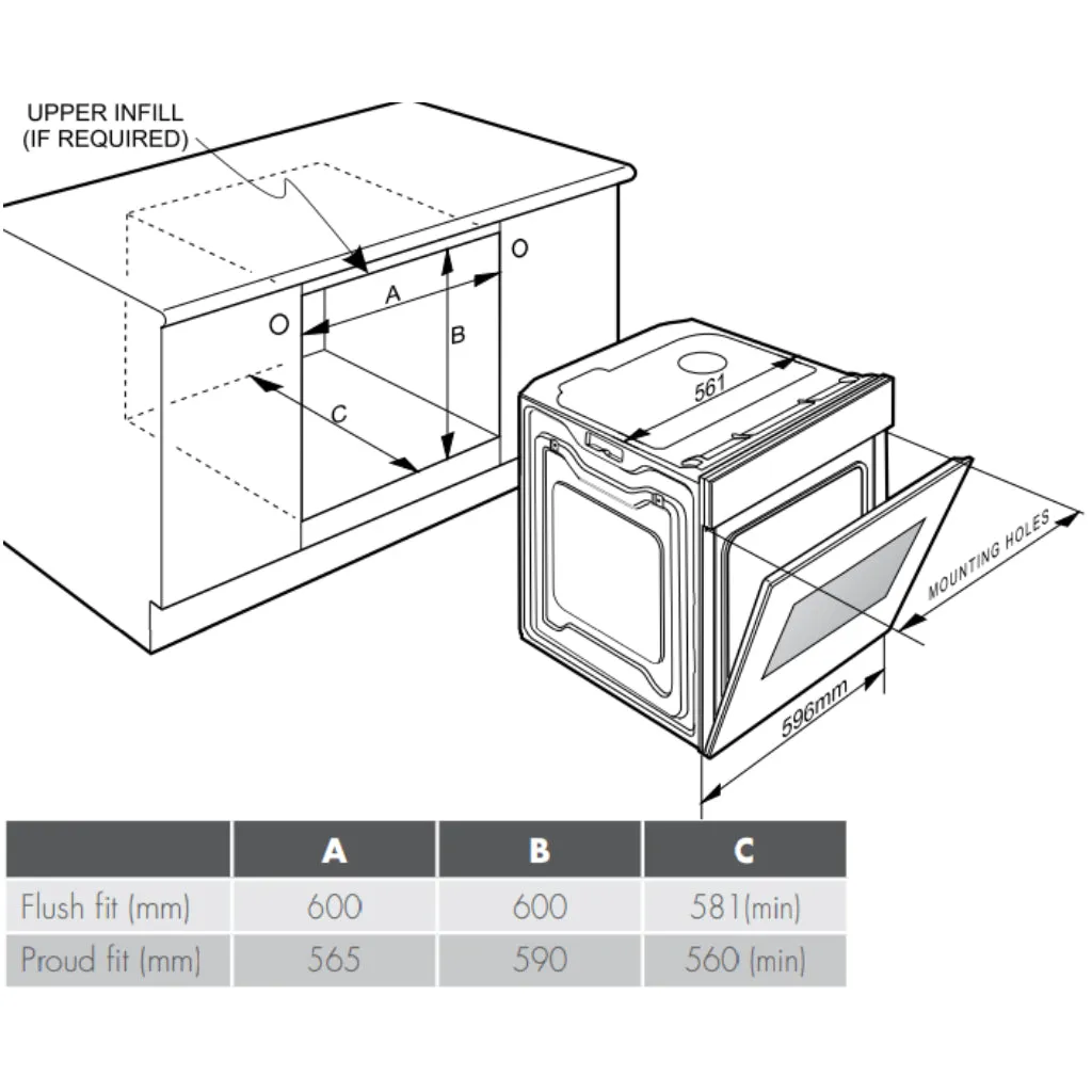 Chef CVE602SA 60cm Built-In Electric Oven