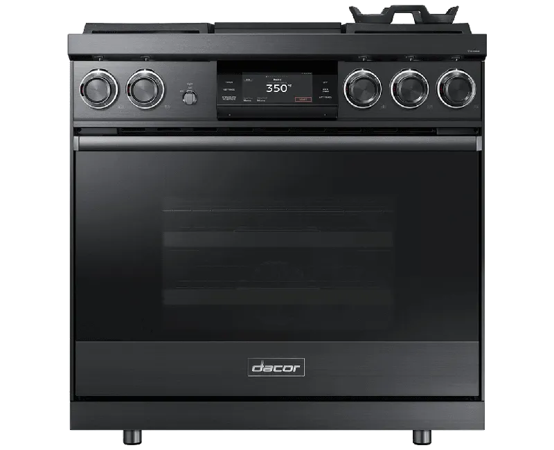 Dacor DOP36M94DAM 36" Pro Dual-Fuel Steam Range, Graphite Stainless Steel, Liquid Propane/High Altitude