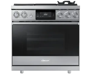 Dacor DOP36M94DHS 36" Pro Dual-Fuel Steam Range, Silver Stainless Steel, Natural Gas/High Altitude