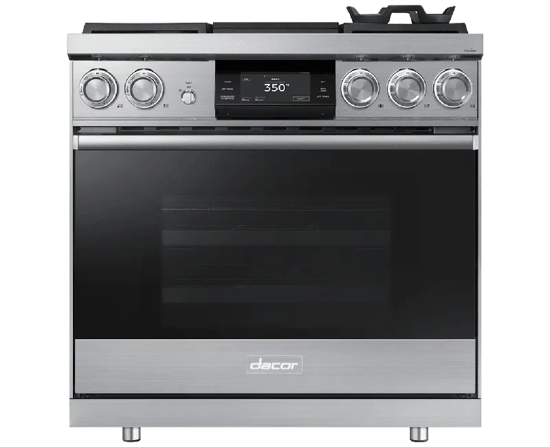 Dacor DOP36M94DHS 36" Pro Dual-Fuel Steam Range, Silver Stainless Steel, Natural Gas/High Altitude