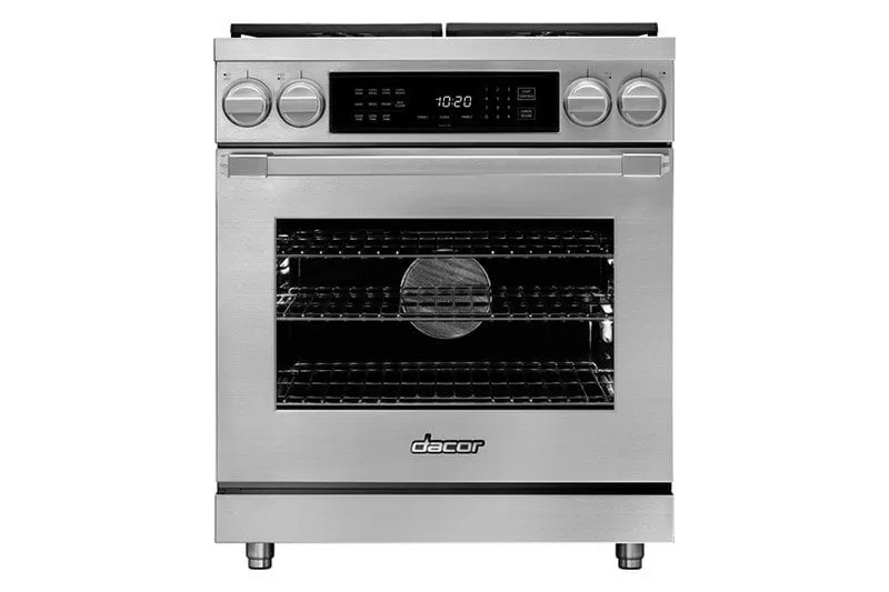 Dacor HDPR30SLPH 30" Dual Fuel Pro Range, Silver Stainless Steel, Liquid Propane/High Altitude