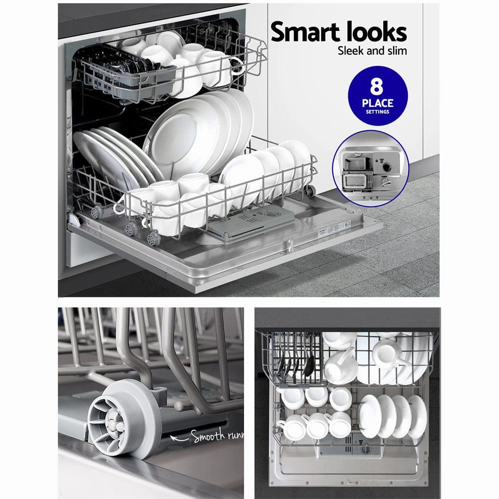 Devanti - 8 Place Steeing Benchtop Dishwasher - Stainless Steel