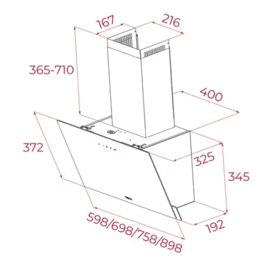 DVN 77050 TTC WH Urban Colors Edition. Vertical Decorative Hood With Touch Control and Rim Extraction, 70cm