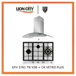 EF 90 CM Chimney Cooker Hood CK-Vetro Plus   EF EFH 3761 TN VSB 68cm Built in Stainless Steel Gas Hob