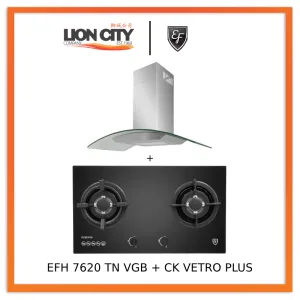 EF 90 CM Chimney Cooker Hood CK-Vetro Plus   EF EFH 7620 TN VGB Glass Hob EFH7620TNVGB