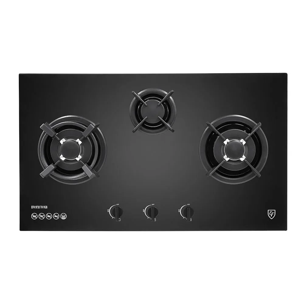 EF 90 CM Chimney Cooker Hood CK-Vetro Plus   EF EFH 9730 TN VGB 3 Burners Built-In Glass Hob