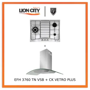 EF 90 CM Chimney Cooker Hood CK-Vetro Plus   EF EFH3760 68cm 3-Burner Gas Hob