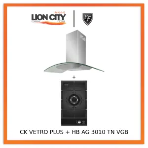 EF 90 CM Chimney Cooker Hood CK-Vetro Plus   HB AG 3010 TN VGB 30cm Hob Single Burner