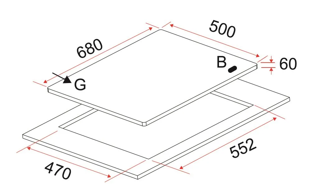 EF 90cm Chimney Hood CK FINO PLUS BK   EF EFH3760 68cm 3-Burner Gas Hob