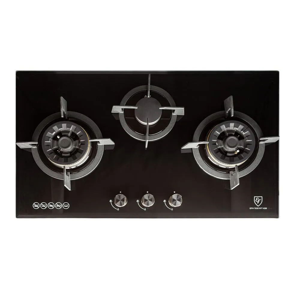 EF 90cm Chimney Hood CK-Fino SS   EF 78cm Gas Hob 3 Brass Burners EFH 7635 WT VGB