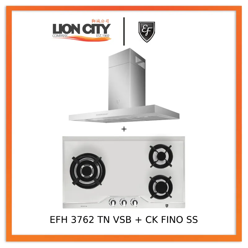EF 90cm Chimney Hood CK-Fino SS   EF EFH 3762 TN VSB 78cm Built in Stainless Steel Gas Hob