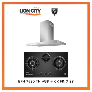 EF 90cm Chimney Hood CK-Fino SS   EF EFH 7630 TN VGB Glass Hob EFH7630TNVGB